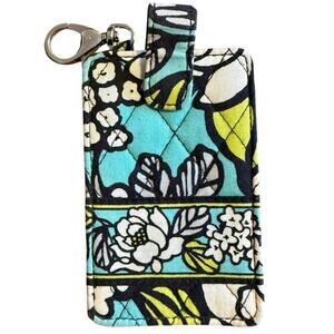 Vera Bradley Retired Island Blooms Phone Holder Quilted Floral Blue Green Black